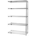 Wire Shelving Add-on Kit 18 x 48 x 86 in. - Stainless Steel 5-Shelf