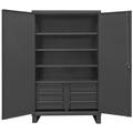 Durham HDCD244878-6B95 12 Gauge Recessed Door Style Lockable Cabinet with 1 Fixed Shelf & 3 Adjustable Shelves & 6 Drawers Gray - 48 in.