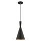 Livex Lighting Metal Double-Cone Shade 1-Light Mini Pendant - 7.25 dia. x 21 -80 adj. h Black Matte