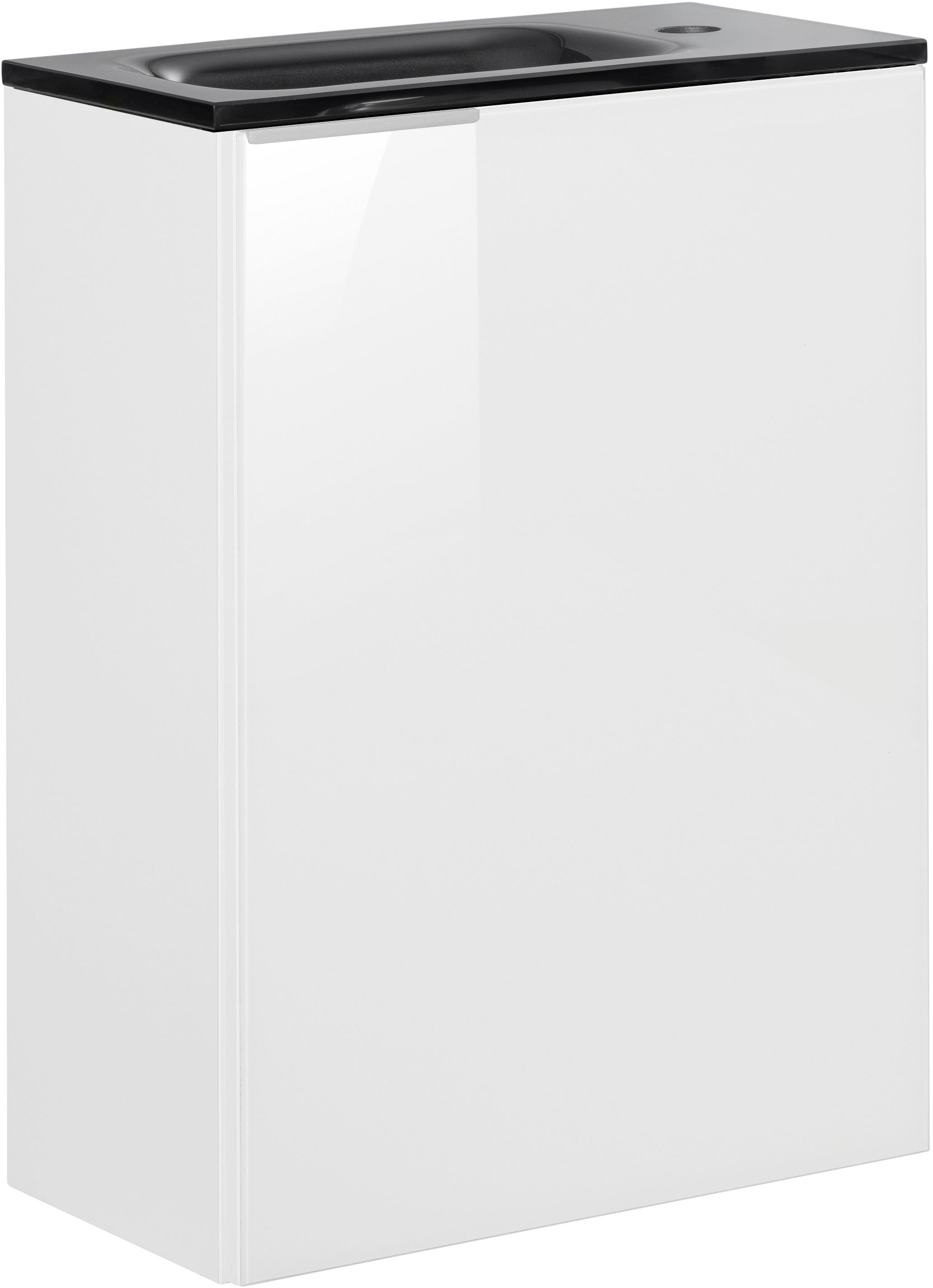 Waschtisch FACKELMANN "SBC", weiß (weiß, weiß matt), B:45 H:61,5 T:25, Glas, Waschtische, bestehend aus Becken und Unterbau, Breite ca. 45 cm Image