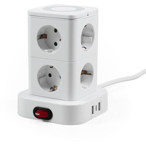 Steckdosenturm McPower 'ST-08' 8 Steckdosen, 2x usb-a + 1x usb-c, 1,4m Kabel