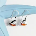 Boucles d'Oreilles Pendentif Voilier pour Femme Bijoux Nautique Ambre Bateau Yacht Cadeau