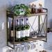 17 Stories 10 Bottle Wall Mounted Wine Bottle & Glass Rack in Brown/Black Wood/Metal/Solid Wood in Black/Brown | 21.3 H x 23.6 W x 7.87 D in | Wayfair