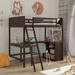 Harriet Bee Full Size Loft Bed w/ Shelves & Desk Wood in Brown | 68.2 H x 57.1 W x 79.7 D in | Wayfair AF3FBB392D4A45FAB32203BEBEC91162