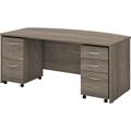 Studio C 72W Bow Front Desk with Drawers in Modern Hickory - Engineered Wood