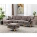 European Style Fabric Living Room L Shape Sectional Sofa with Ottoman - 114"Wx54"Dx33"H