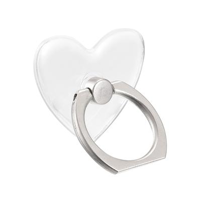 Transparent Phone Ring Holder, Clear Finger Grip Stand (Heart Shape) - Transparent, Silver