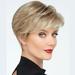 Short Blonde Pixie Cut Wigs for Women Fluffy Layer Lowlight With Root Stretch Synthetic Hair Pixie Wig with Bangs for Women Replacement Wig Daily Wear(Ash Blonde)