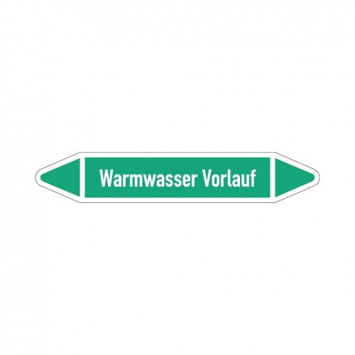 Aufkleber I RKZ Etikett Warmwasser Vorlauf,DIN 2403,grün/weiß,für Ø 15-25mm,96x17mm,8/Bogen Image