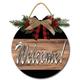 Eveokoki 11 Wooden Welcome Door Sign Welcome to Our Home Round Wood Hanging Front Door Sign with Burlap Bow Welcome Sign For Front Door Round Wood Sign