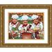 Kruskamp Janet 24x19 Gold Ornate Wood Framed with Double Matting Museum Art Print Titled - 3 Happy Chefs