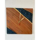 Square Epoxy Resin Walnut Wood Wall Clock 16 inches