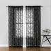 Goory Retro Rod Pocket Curtains Black Kitchen Embroidered Drapes Single Panel Treatments Halloween Sheer Voile Black W:39 x H:79