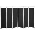 Black 6-Panel Room Divider Folding Privacy Screen w/Steel Frame Decoration