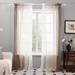 Deconovo Ombre Sheer Curtains Rod Pocket Semi Linen Sheer Curtains for Living Room 2 Panels 52x54 inch Brown