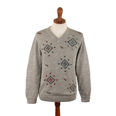 '100% Alpaca Hand-Embroidered Men's Pullover Sweat...