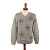 '100% Alpaca Hand-Embroidered Men's Pullover Sweater in Grey'