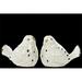 4 Piece Distressed Gloss White Porcelain Bird Figurine with Cutout Design Assortment Set of Two - 6.00 x 4.00 x 4.50 in.