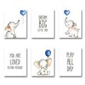 Set of 6 Unframed Baby Boy Nursery Wall Art Prints Blue Elephant Nursery Wall Decor Elephants with Blue Balloons Wall Art Decorations for Baby Boy Nursery Boy s Room (8 x 10 )