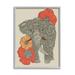 Stupell Industries Standing Elephant Bright Poppies Floral Paisley Fractals Graphic Art Gray Framed Art Print Wall Art Design by Valentina Harper
