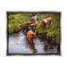 Stupell Industries Rural Cattle Enjoying Stream Water Between Grassland Photograph Luster Gray Floating Framed Canvas Print Wall Art Design by James Dobson