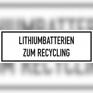 Gefahrzettel Lithiumbatterien zum Recycling, Folie, 148x52 mm, 500 Stück/Rolle Image