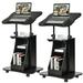 Gymax Set of 2 Sit-to-Stand Laptop Desk Cart Rolling Mobile Height Adjustable