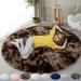 Round Fluffy Rug Faux Fur Round Rug Shaggy Floor Area Carpet for Living Bedroom Sofa Supplies (5.3 x 5.3 Ft)