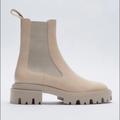 Zara Shoes | - Zara Low Heel Ankle Boots | Color: Cream/White | Size: 11