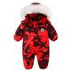 Baby Winter Suit Kids Snowsuit Boys Fleece Rompers Girls Waterproof Hooded One Piece Jumpsuit Coat Red 12-18 Months