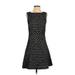 Halogen Casual Dress - A-Line Crew Neck Sleeveless: Black Print Dresses - Women's Size 2