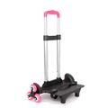 PROTAURI Wheeled Foldable Trolley Aluminium Alloy Hand Cart for School Bags/Luggage/Backpack,6 Wheels Pink