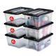 Iris Ohyama, Plastic storage boxes with lid and closing clips, 15L, Set of 6, Integrated Handles, Stackable, BPA free, Bedroom, Office, Living room, NTB-15, Clear