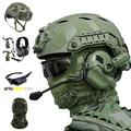 WLXW FAST SF Full Protection Tactical Helmet Set,with Airsoft Headset&Three Lenses Goggle&Tactical Mask,for Paintball Wargame Military Set,Green