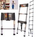 2.6M Telescopic Loft Ladder Extension Attic Ladder Heavy Duty Stainless Steel Multi-Purpose Ladder, Portable Folding 9 Step Ladders Extendable Telescopic Step Ladder for Outdoor Roof Repairs DIY Tools