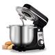 Biolomix Kitchen Electric Stand Mixer with DC Quiet Motor, 6-Speed Tilt-Head Food Mixer with 6L Stainless Steel Bowl, Dough Hook, Flat Beater, Whisk and Anti-Splash Cover, Black