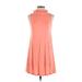 Blue Blush Casual Dress - A-Line Turtleneck Sleeveless: Pink Print Dresses - Women's Size Small