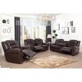 Ebern Designs Annaliya 3 Piece Faux Leather Reclining Living Room Set Faux Leather in Brown | 39 H x 89 W x 39 D in | Wayfair Living Room Sets