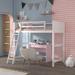 Harriet Bee Solid Wood Twin Size Loft Bed w/ Ladder Wood in White | 67.5 H x 41.8 W x 79.5 D in | Wayfair 19985414BDB34D23BD111038A03658CF