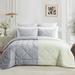 Ebern Designs Wynton Pintuck Embroidered Microfiber Reversible 3 Piece Comforter Set Polyester/Polyfill/Microfiber in Gray | Wayfair