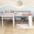 Harriet Bee Esteri Twin Size L-Shaped Loft Bed, Wood Loft Bed w/ Slide in Gray | 47 H x 119 W x 79 D in | Wayfair 3D32DB6D81A94132A0EF2C9AA4A8C1E1