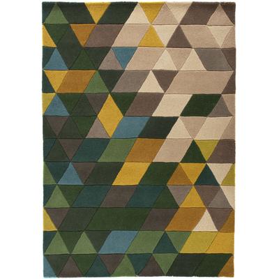 Wollteppich FLAIR RUGS "Prism, modern & geometrisch", bunt (multi), B:80cm H:10mm L:150cm, Wolle, Teppiche, aus 100% Wolle, mehrfarbig, geometrisches Muster, mit Hoch-Tief-Effekt Image