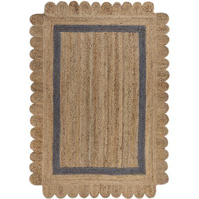 Teppich FLAIR RUGS "Grace", beige (natur, grau), B:120cm H:7mm L:170cm, Jute, Teppiche, aus 100% Jute, fußbodenheizungsgeeignet, mit Bordüre Image