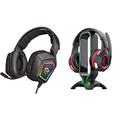 Trust Gaming GXT 1323 Altus Gaming-Headset, Schwarz Camouflage & GXT 265 Cintar RGB Headset Ständer (Passend für alle Headsets, 2 USB-Anschlüsse, LED-beleuchtete Ränder) Schwarz