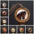 Collier cheval en bois chaîne avec pendentif Animal Vintage bijoux cheval cadeaux pour femmes et