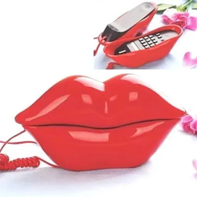 Téléphone fixe en forme de lèvres pour la maison décoration d'hôtel et de bureau rose rouge