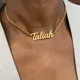 Collier personnalisé avec nom en ancien anglais chaîne cubaine en acier inoxydable pendentif fait