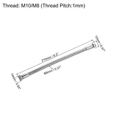 Microphone Gooseneck, M10/M8 Thread Metal Universal Hose Flexible Arm