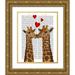 Fab Funky 20x24 Gold Ornate Wood Framed with Double Matting Museum Art Print Titled - Giraffe Love