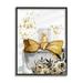 Stupell Industries Glitzy Floral Perfume Bottle Speckled Glam Design Graphic Art Black Framed Art Print Wall Art Design by Kim Allen